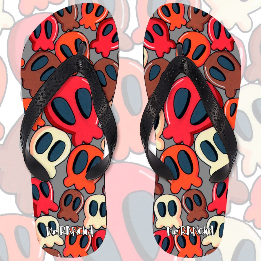 Imagen chanclas Cute Calaveras con tira negra