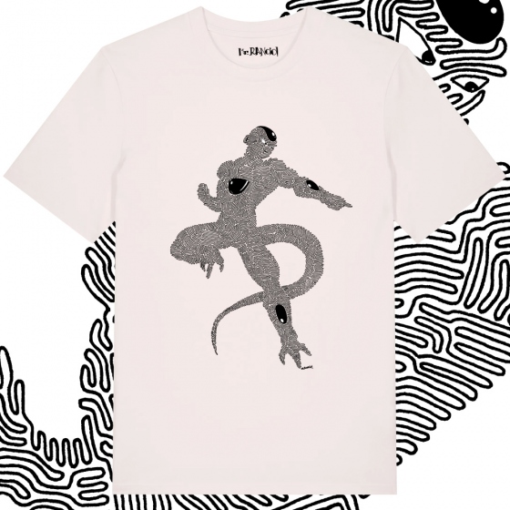 Imagen camiseta laberinto Freezer. Parte delantera. Color blanco