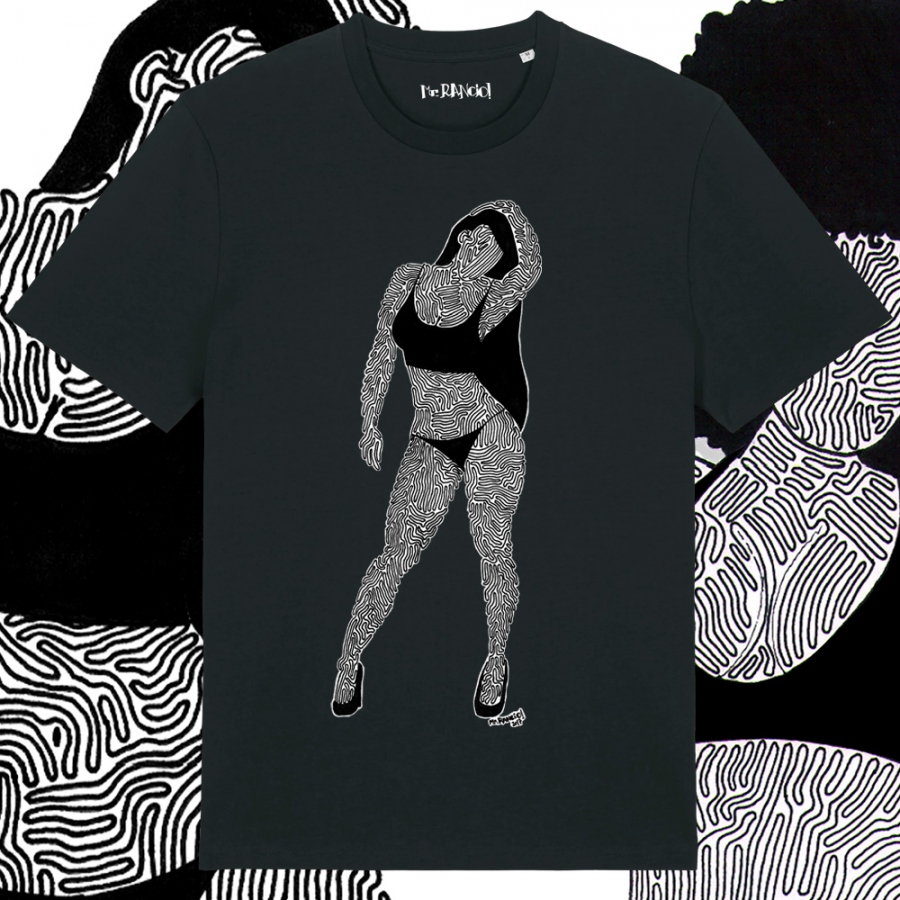 Imagen chicas laberintos. Parte delantera. Color negro