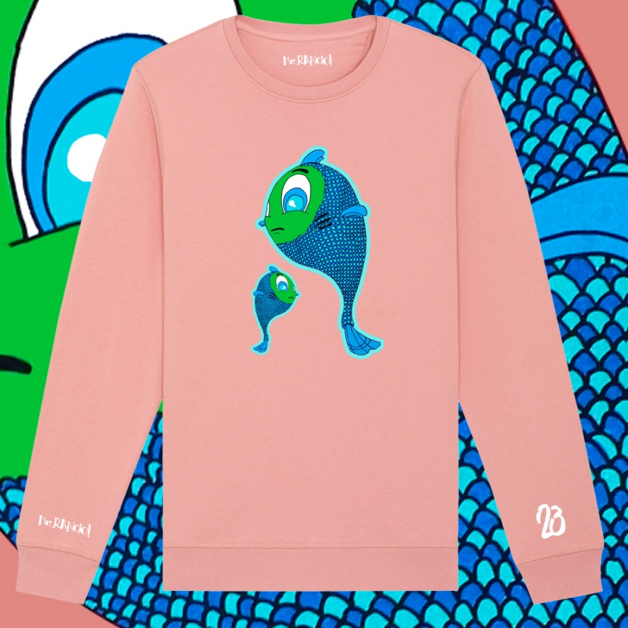 Imagen sudadera sin capucha pecitos. Parte delantera. Color rosa canyon
