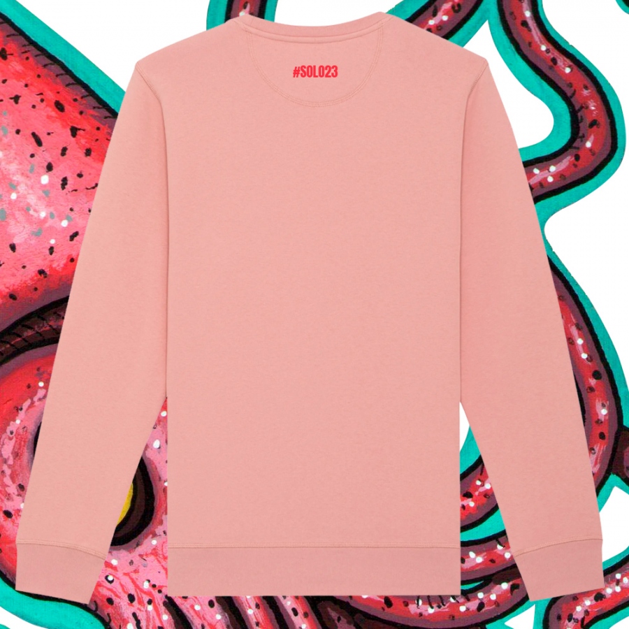 Imagen sudadera Calamar sin capucha. Parte trasera. Color rosa canyon