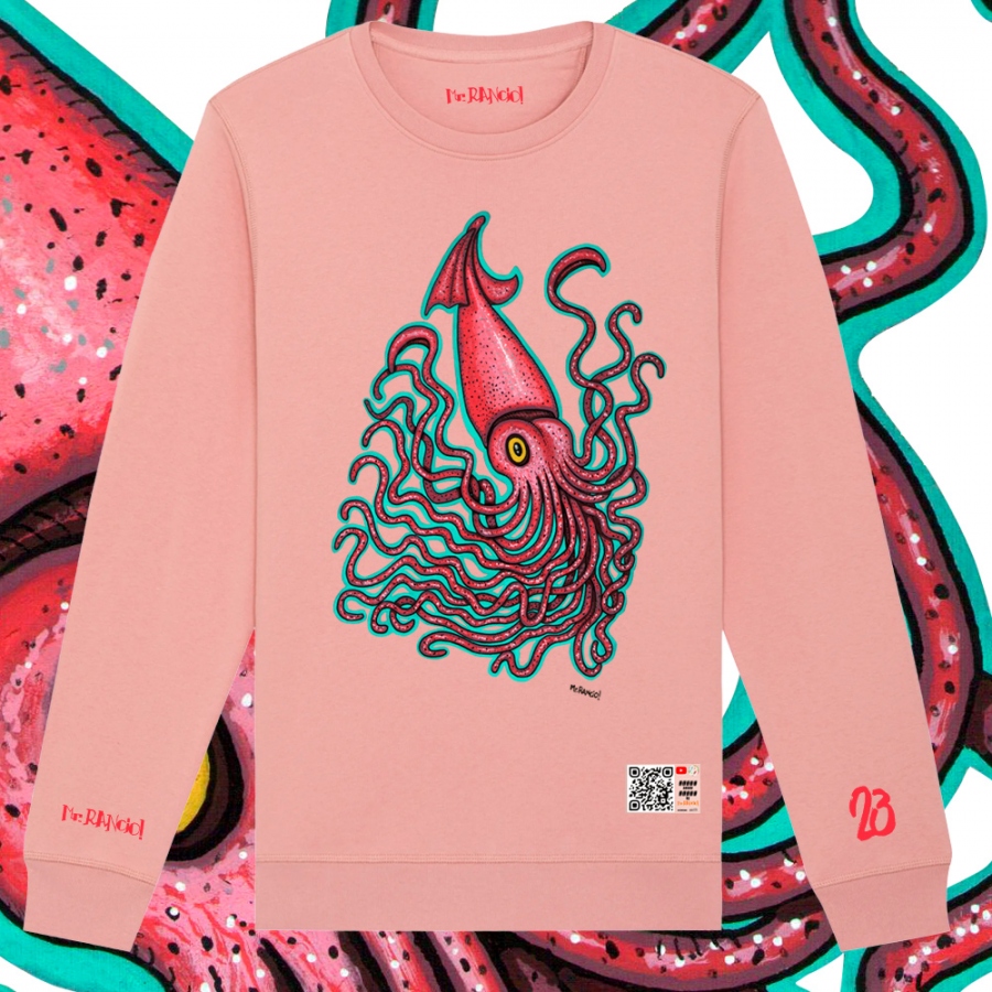 Imagen sudadera Calamar sin capucha. Parte delantera. Color rosa canyon