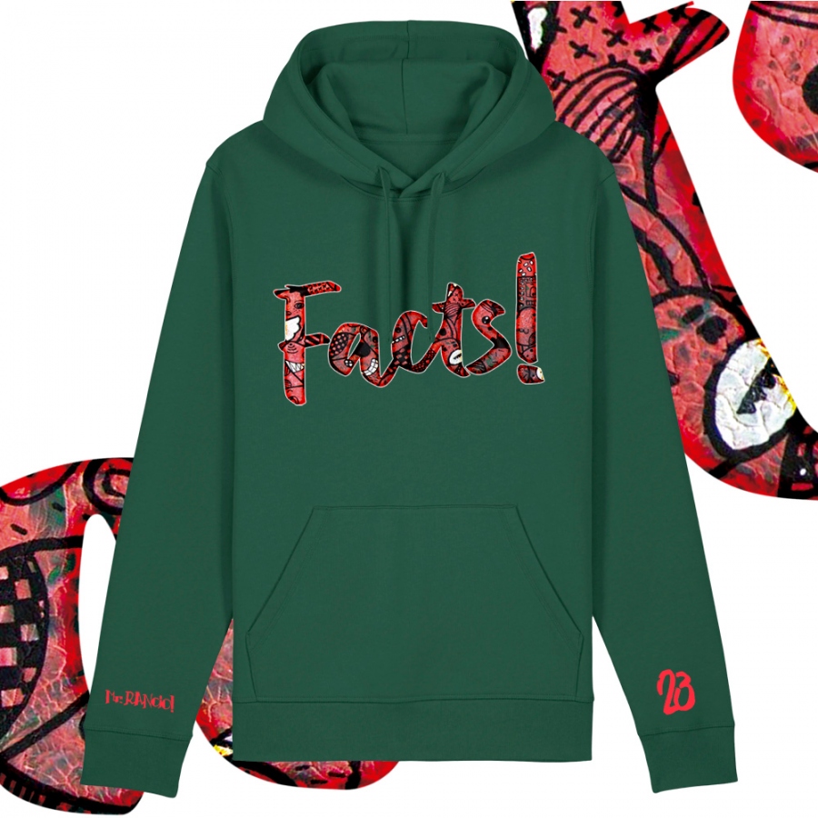 Imagen Sudadera Facts. Parte delantera. Color verde botella