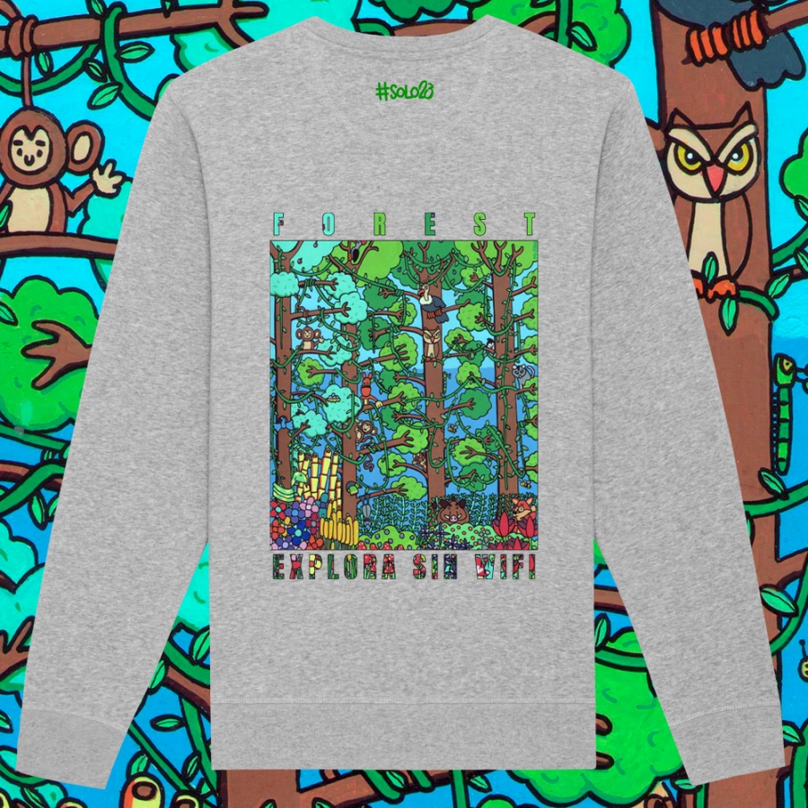 Sudadera sin capucha forest. Parte trasera. Color gris