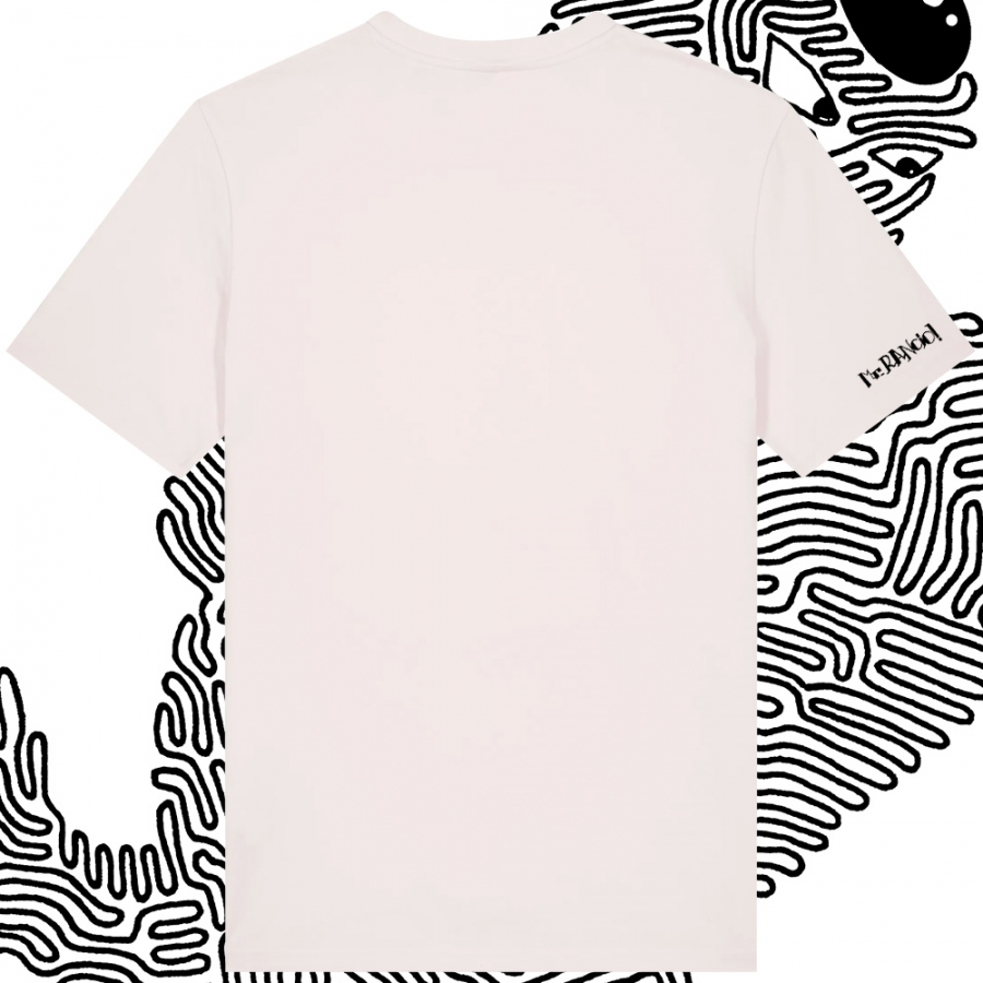 Imagen camiseta laberinto Freezer. Parte trasera. Color blanco vintage