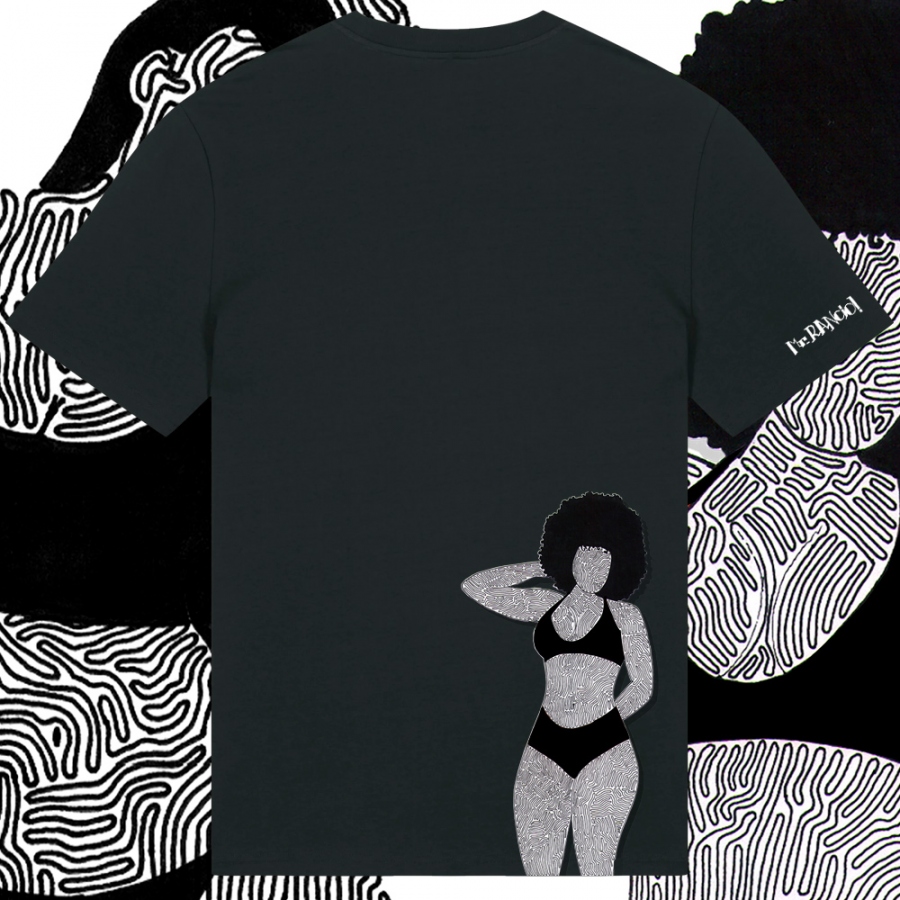 Imagen chicas chicas laberintos. Parte trasera. Color negro