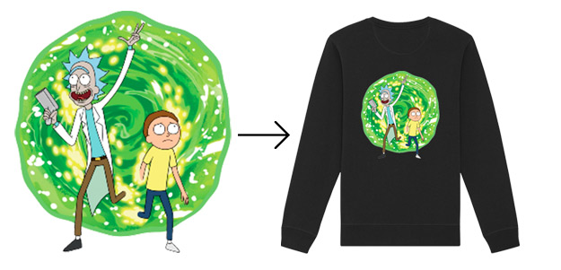 Imagen de sudadera Rick y Morty copiada